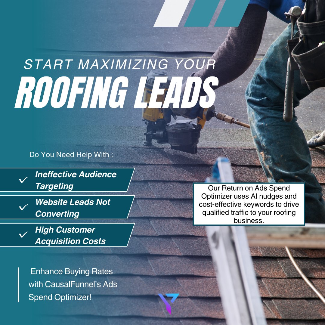 CausalFunnel's tweet photo. 🔨 Tired of low buying rates in your roofing business? Boost your ad performance with our Ads Spend Optimizer. Get more leads and increase sales with smart, cost-effective strategies. 🌟

#CausalFunnel #CausalFunnelMagic #RoofingGrowth #AdsOptimizer #LeadGeneration #BusinessSuccess