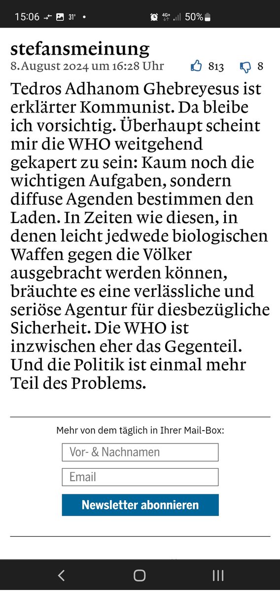thrustforever's tweet photo. @Weltwoche @WHO Genau ... wenn die Zahlen stimmen sollten (?) muss man vermuten das gezielt biologischen Waffen eingesetzt wurden ‼️‼️‼️
Die @WHO gehört eigentlich schon wegen Covid vor ein Gericht ☝️
#DestroyWHO https://t.co/FM6FYTT9Kd