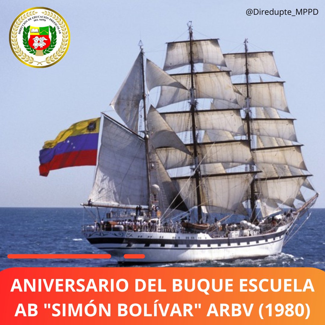 🎉⚓ ¡Feliz aniversario al Buque Escuela AB "Simón Bolívar"!. Desde 1980, este icónico buque ha formado a generaciones de marinos y líderes comprometidos con nuestra patria. Agradecemos a los que han sido parte de esta travesía. ¡Por muchos años más de aventuras en alta mar! 🚢✨