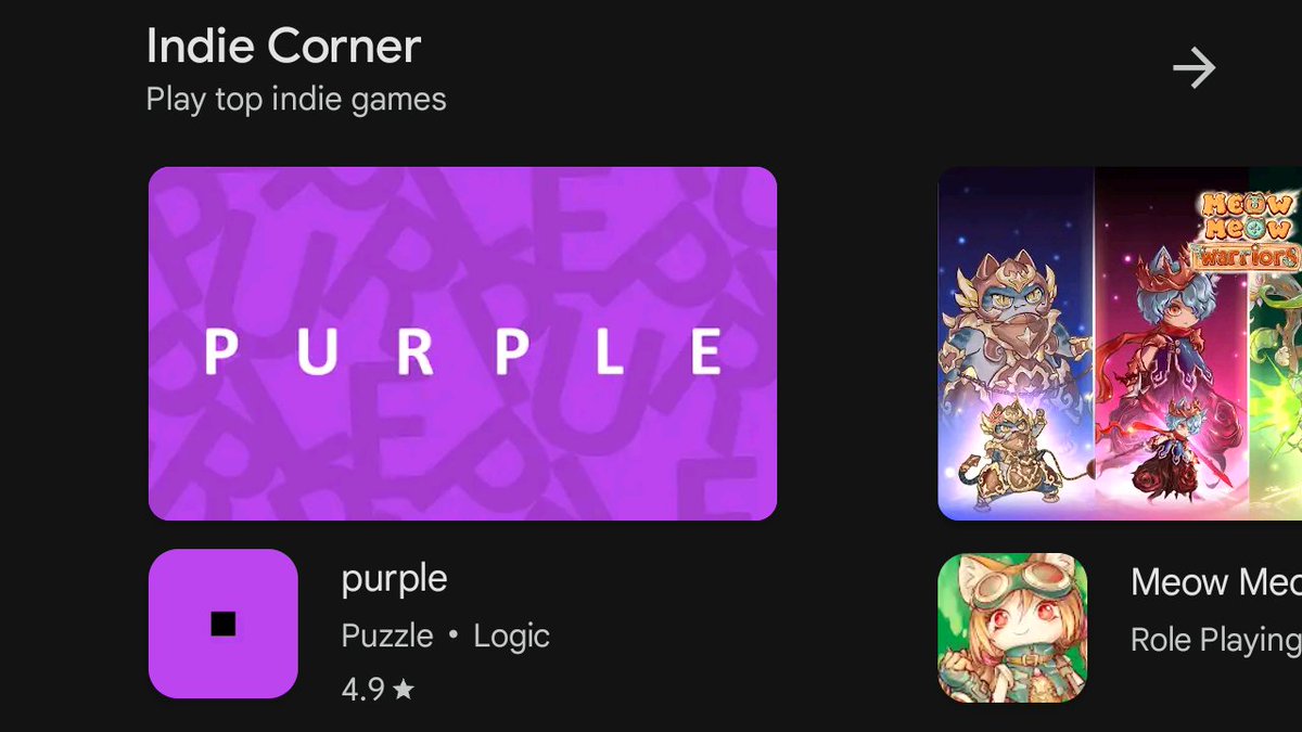 Thanks for the indie love <a href="/GooglePlay/">Google Play</a> <a href="/GooglePlayBiz/">Google Play business community</a> <a href="/googledevs/">Google for Developers</a> 💜 play.google.com/store/apps/det…