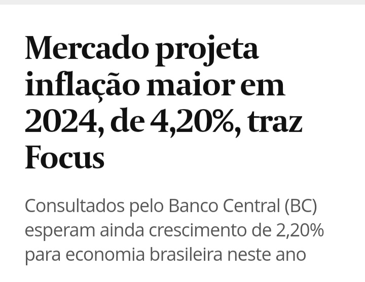 Essa é para printar e guardar. Começaram o ano dizendo que o Brasil cresceria 1,5%. Estamos em agosto e já falam em 2,20%. Enquanto isso, pressionam o Banco Central para que cometa em setembro o ABSURDO de aumentar ainda mais os juros. Vão perder de novo. Vai ter PIBÃO em 2024.