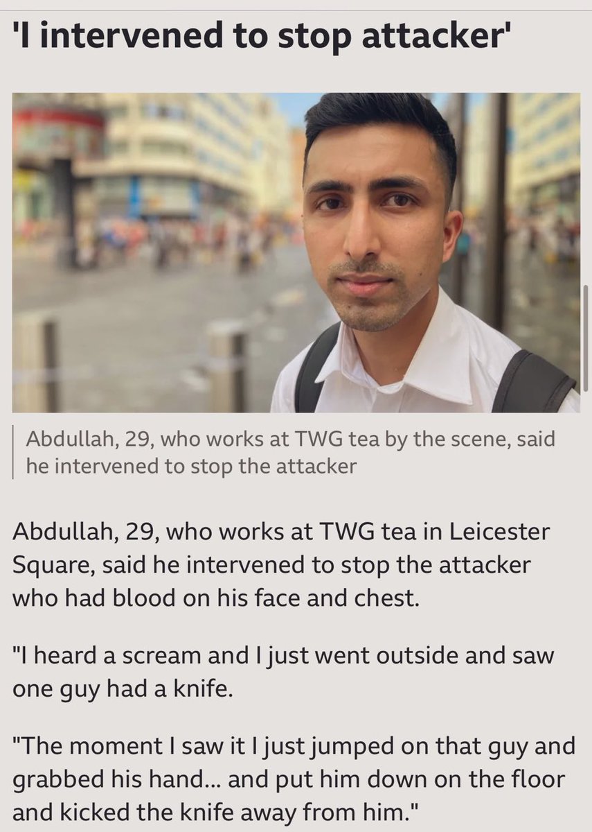Abdullah is a brave hero. He may have saved lives by jumping the attacker.

Give the man a medal 🥇