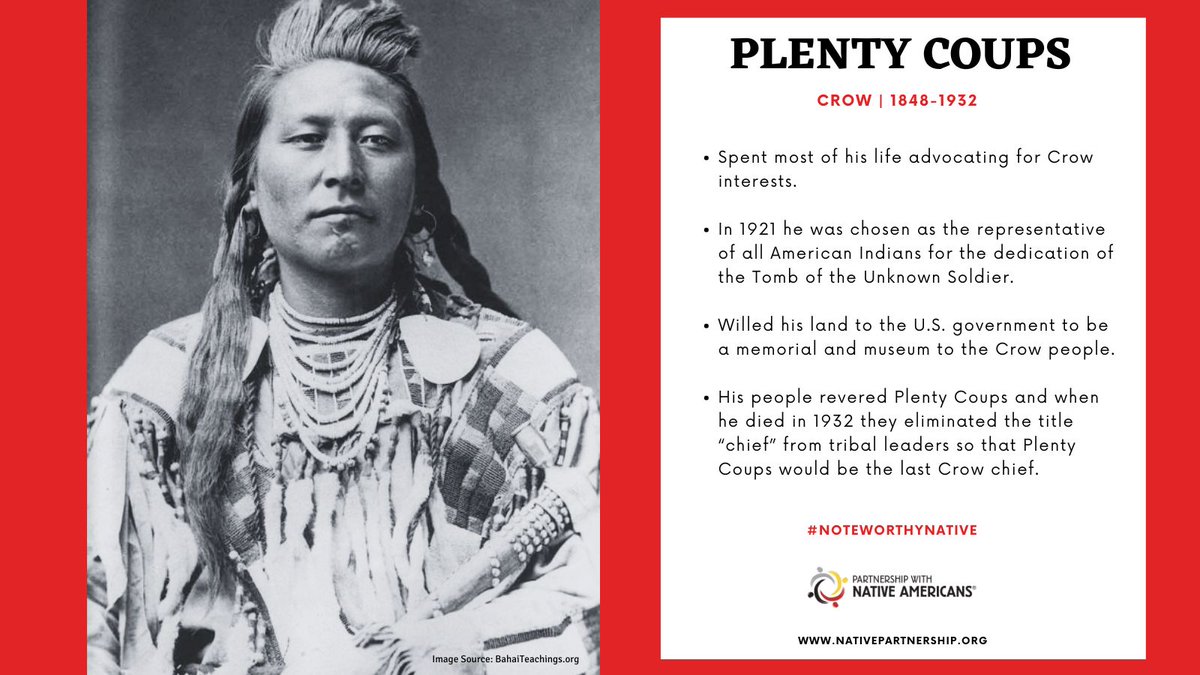 PWNA4hope's tweet image. Today's #NoteworthyNative is the last 'chief' of the Crow people that there ever was... Plenty Coups. 🤍

Learn more about what he did for the Crow people at:

NativePartnership.org/Noteworthy-Nat…

.

.

.

#PWNA4Hope #PlentyCoups