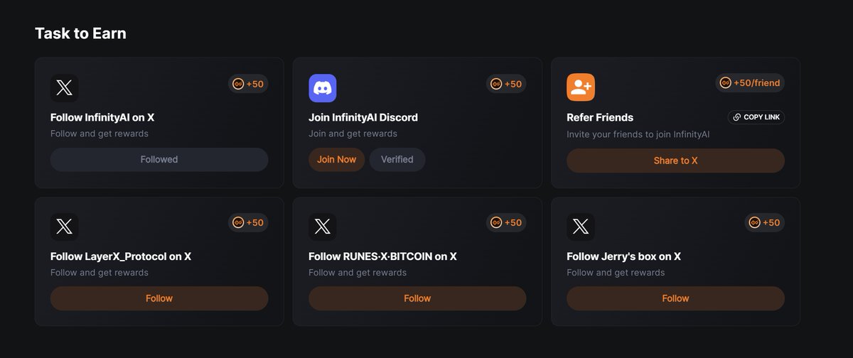 hzkj99's tweet photo. BTC分形网络 Fractal 首个基于 Web3 AI 工具的AIGC基础设施 InfinityAI @infinityai_labs ，开启了测试网，完成任务可得积分
步骤：
1 水龙头领水：https://t.co/cC7eJMyaDf
2 进入官网，完成签到及社交任务
https://t.co/nMmBmQCEr9
3 按照官方教程完成nft创建
https://t.co/4TG39lzWHk https://t.co/JyvGUnZzHm