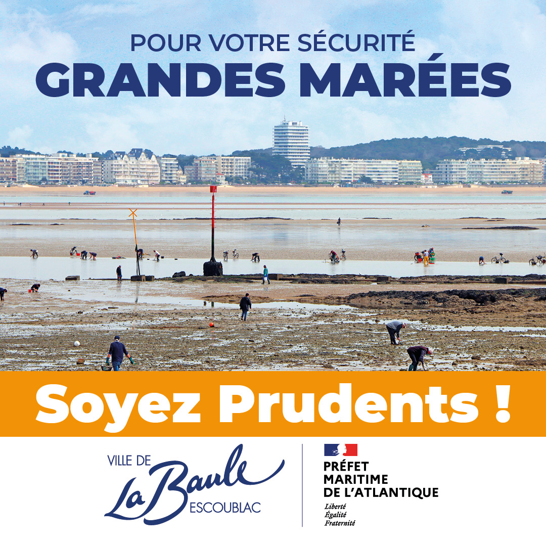 🌊⚠️ De forts coefficients de marée sont prévus du mardi 20 au vendredi 23 août 2024 ⚠️
📣 Soyez prudents et vigilants en mer et sur la côte. 
‼ En cas d’urgence en mer, un seul réflexe 📲 1️⃣9️⃣6️⃣
#GrandesMarées #LaBauleEscoublac