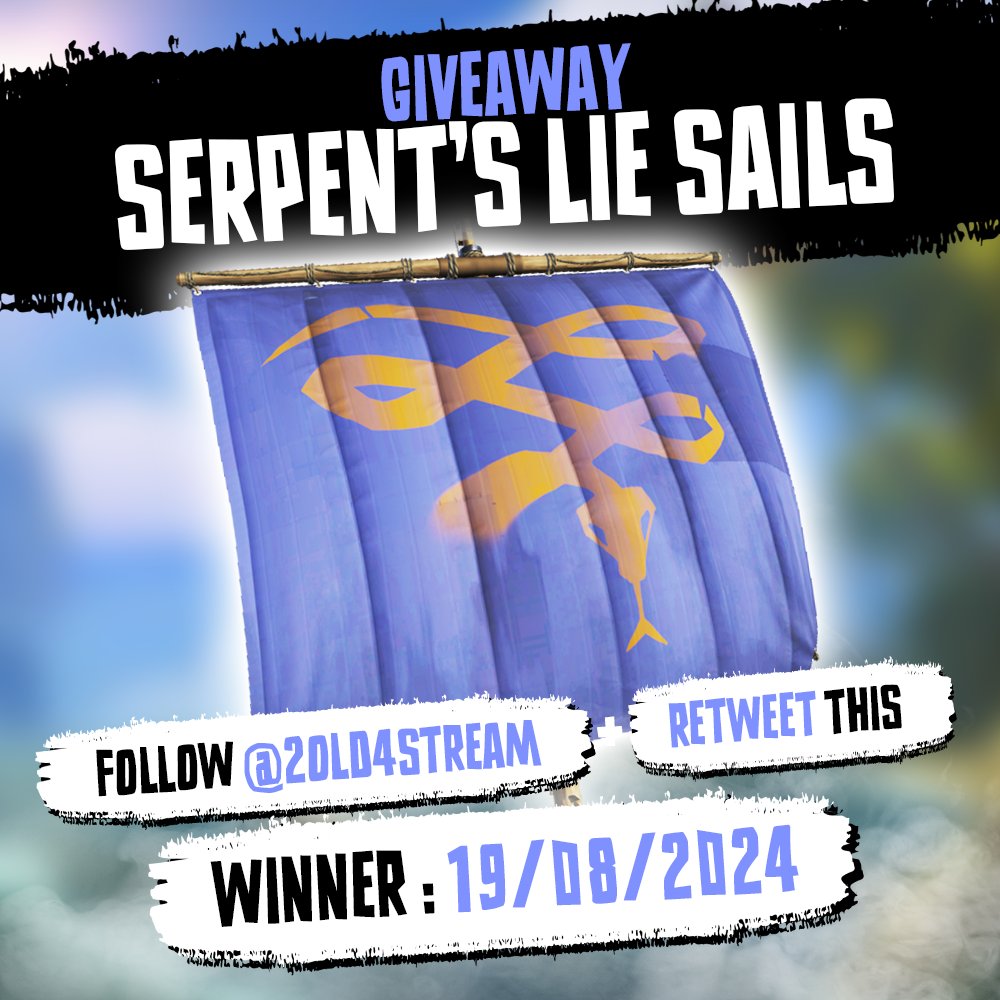 2old4stream 🇧🇪 (@2old4stream) on Twitter photo 🎁GIVEAWAY TIME!🎁
Do you want to win the gorgeous SERPENT'S LIE Sails ?
➡️ Follow <a href="/2old4stream/">2old4stream 🇧🇪</a>
➡️ Retweet this post
Random pick winner : 19/08/2024
Go go go !
<a href="/SeaOfThieves/">Sea of Thieves</a> #SeaOfThieves #Giveaway #Xbox #Steam #SOT 🎁GIVEAWAY TIME!🎁
Do you want to win the gorgeous SERPENT'S LIE Sails ?
➡️ Follow <a href="/2old4stream/">2old4stream 🇧🇪</a>
➡️ Retweet this post
Random pick winner : 19/08/2024
Go go go !
<a href="/SeaOfThieves/">Sea of Thieves</a> #SeaOfThieves #Giveaway #Xbox #Steam #SOT