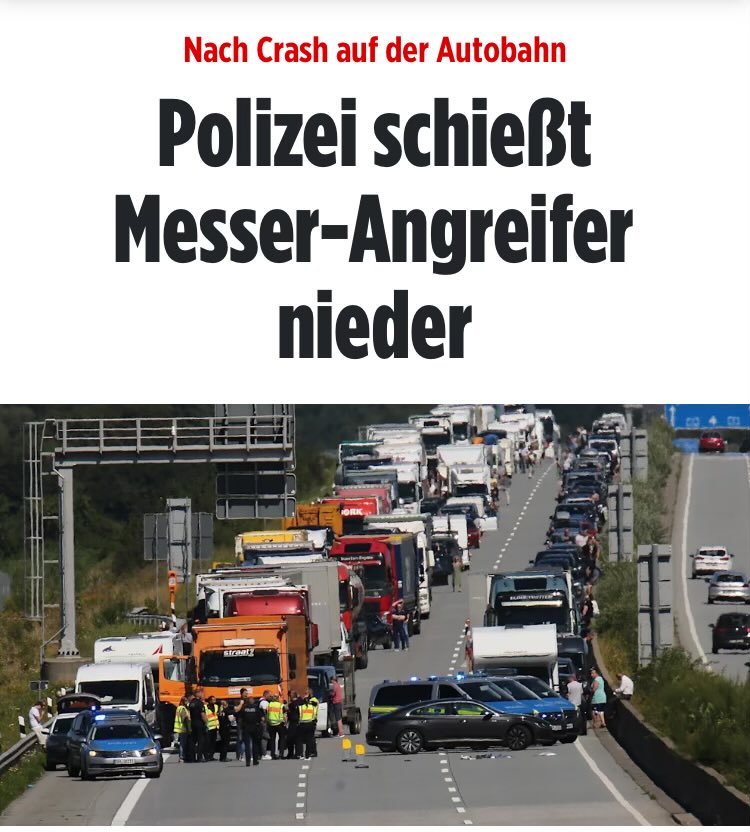 queru_lant's tweet image. Jeden verdammten Tag…

Jetzt ist man nicht mal mehr auf der Autobahn vor dem &quot;Messermann&quot; sicher.

bild.de/news/inland/sc…