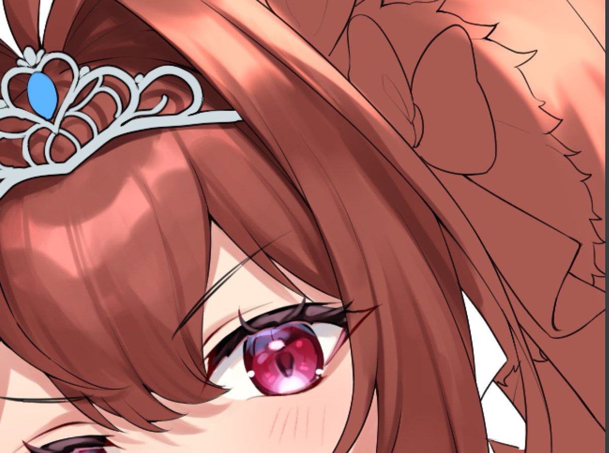 ダイワスカーレット(ウマ娘) 「毎日投稿390日目 髪の塗り #毎日投稿 #一日一絵 #イラスト #wip #進」|松風ナイトのイラスト