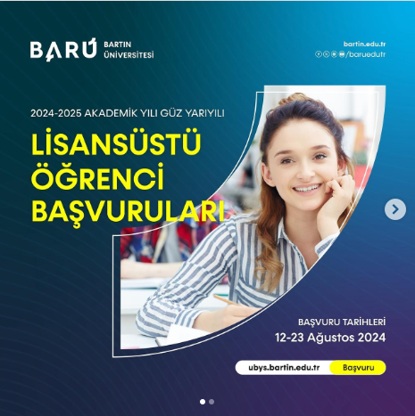BARÜ Lisansüstü Öğrenci Başvuruları”

💻 12-23 Ağustos

🔗 ubys.bartin.edu.tr