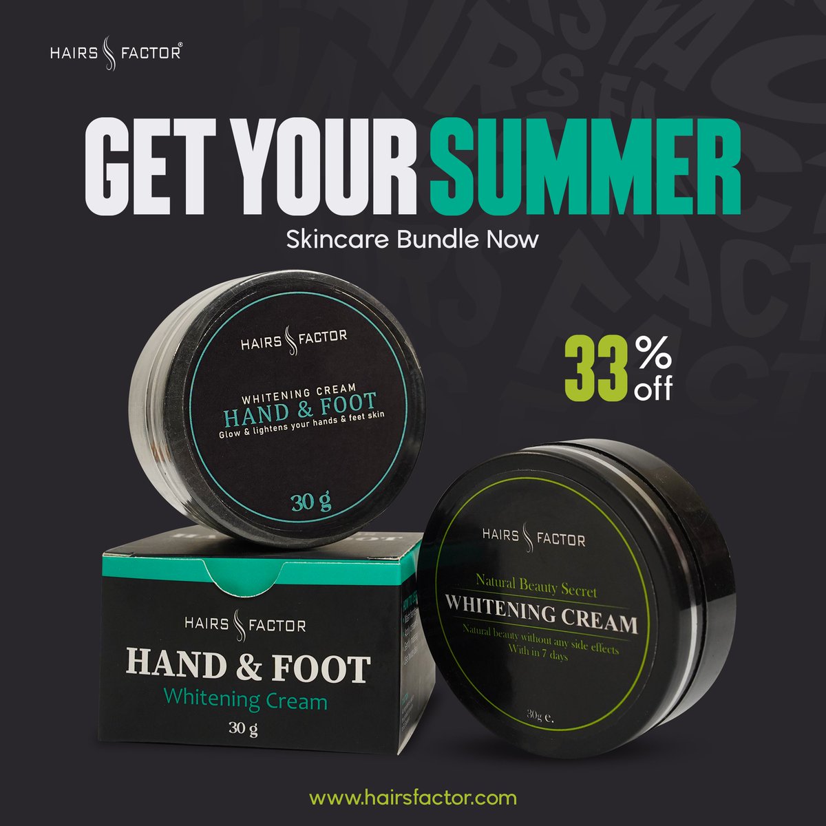 HairsFactor's tweet photo. Summer Skin Care Alert! 🌞

Don't let the summer sun dull your glow!

Get your hands on our Summer Skin Care Bundle now and enjoy 33% off.

Hurry, limited time offer! ✨

#HairsFactor #SummerSkinCare #GlowUp #RadiantSkin #WhiteningCream #SunKissedGlow #BeautyEssentials #SkinCare https://t.co/ipk5TqQp23