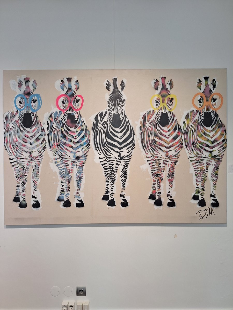 ArtCatto's tweet photo. "Stand Out Stand Proud" an original mixed media on canvas by  Dom Pattinson ❤️🦓 Come visit us at the @ArtCatto gallery in Loulé 😉 #artcatto #artgallery #dompattinson #britishartist #mixedmedia #original #originalart #paintings #portugal #algarve #quintadolago #loulé #zebras https://t.co/LG3fk3vk5V