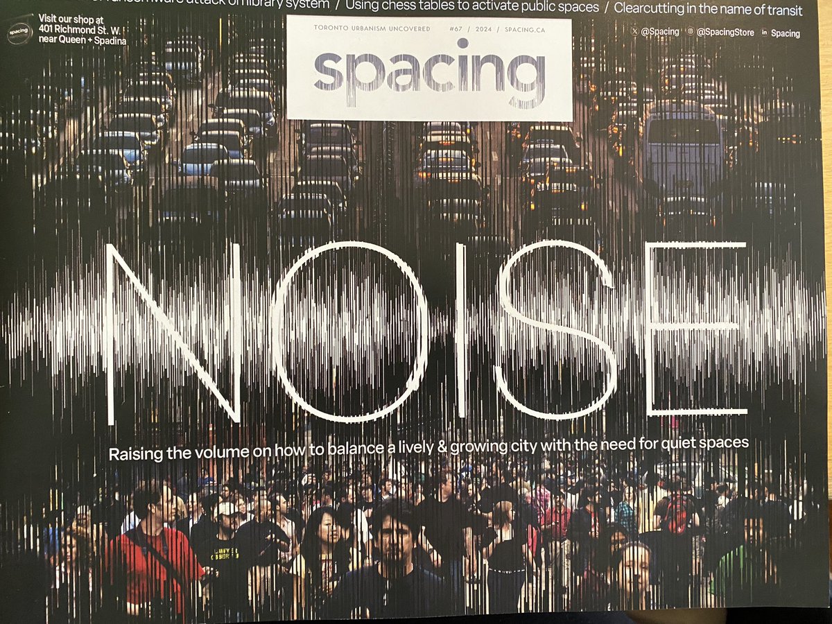 #topoli The NEW issue of @spacing is on newsstands &amp; better bookstores. Our theme is Noise in the city - the good, the bad and the clunky. 1/n