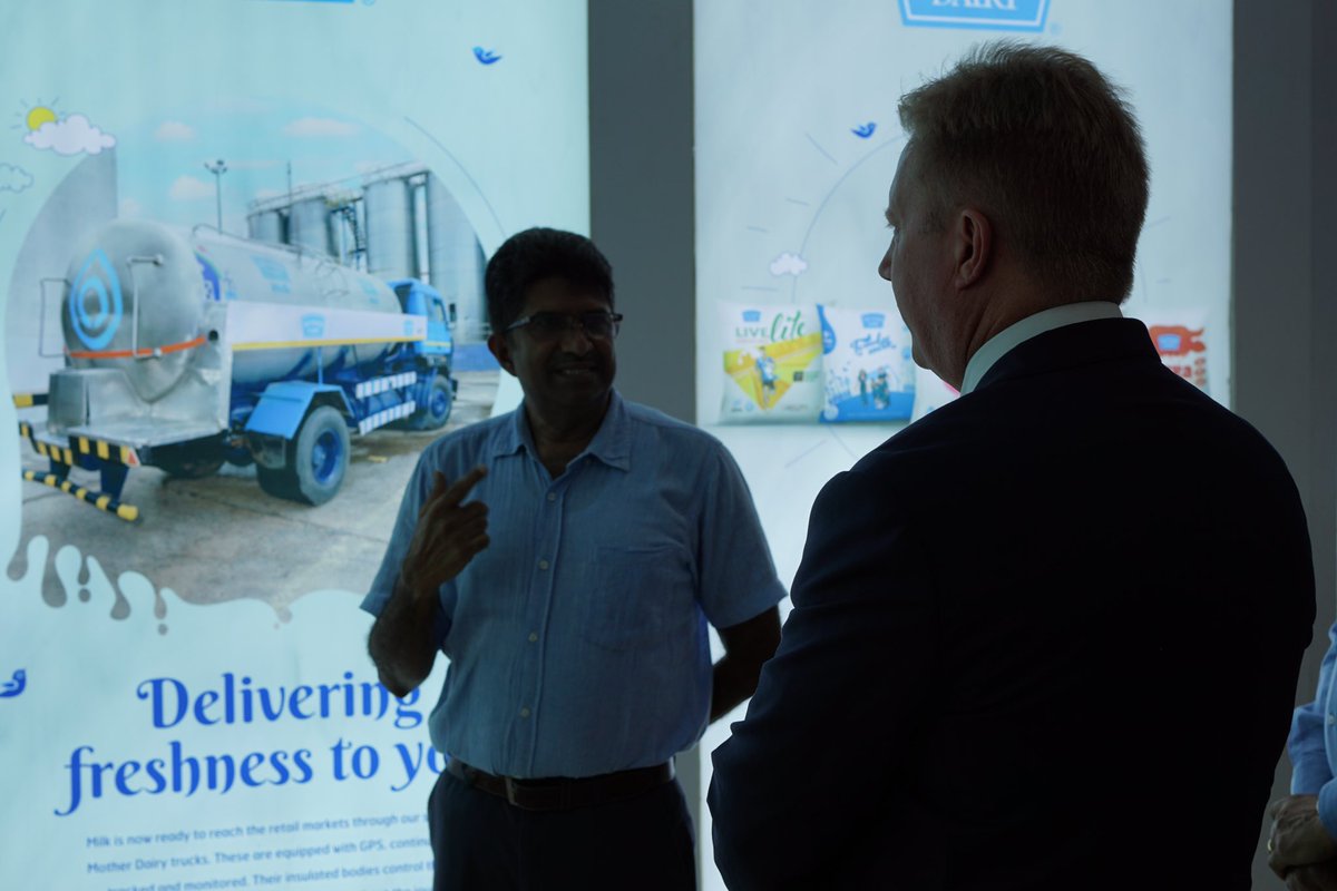 toddmcclaymp's tweet photo. Today I toured the Mother Dairy Patparganj factory. Mother Dairy collects milk from dairy cooperatives across the region and turns them into consumer products. 

Great to expertise the Indian diary sector at a practical level and better understand ways in which we can cooperate. https://t.co/m5FhGxSdH0