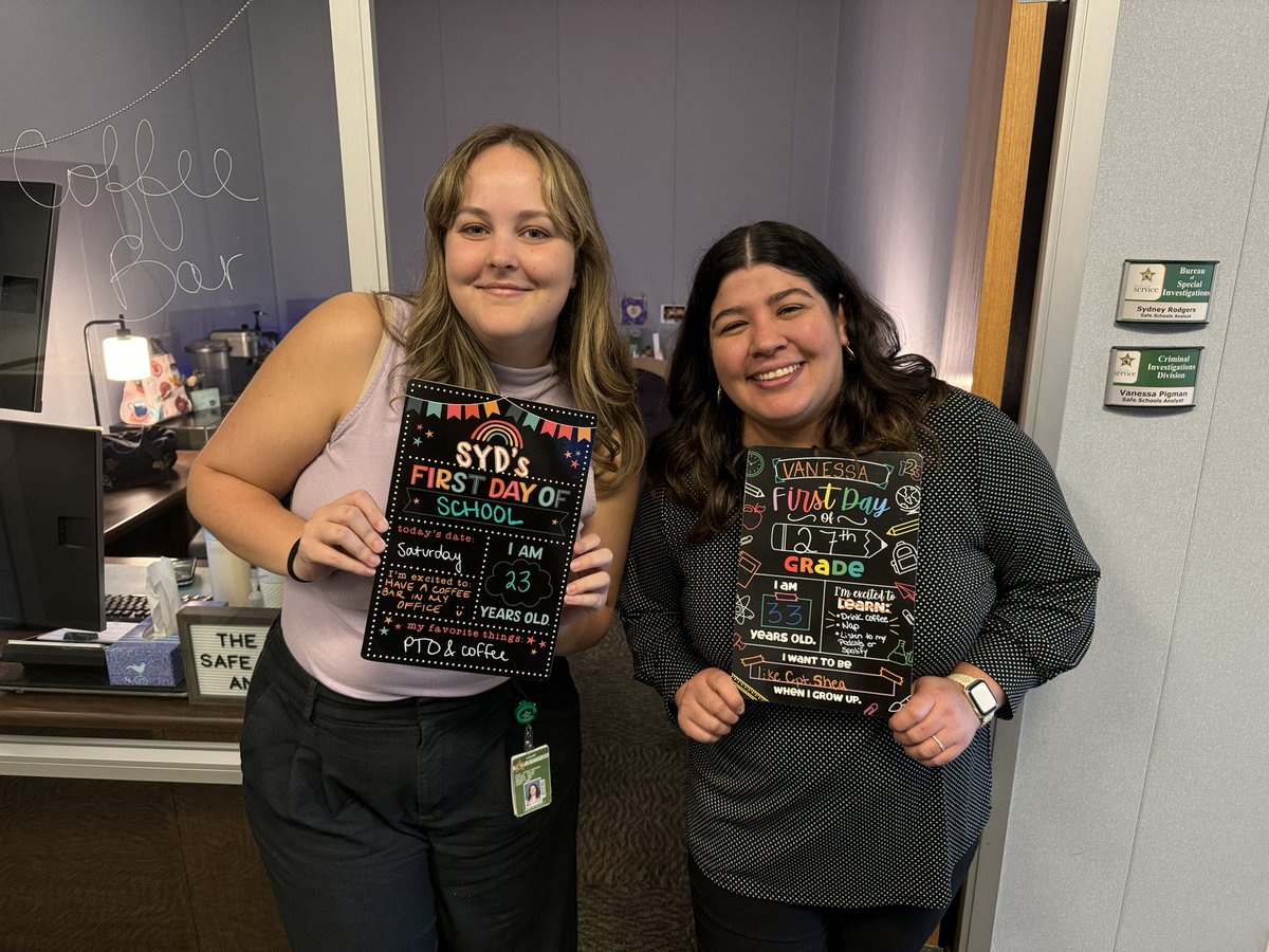 PolkCoSheriff's tweet image. Happy #FDOS 2024-2025 from Sydney &amp;amp; Vanessa, our Safe Schools Division analysts! They keep our school resource deputies informed, to keep your kids safe! Have a great year, everyone.