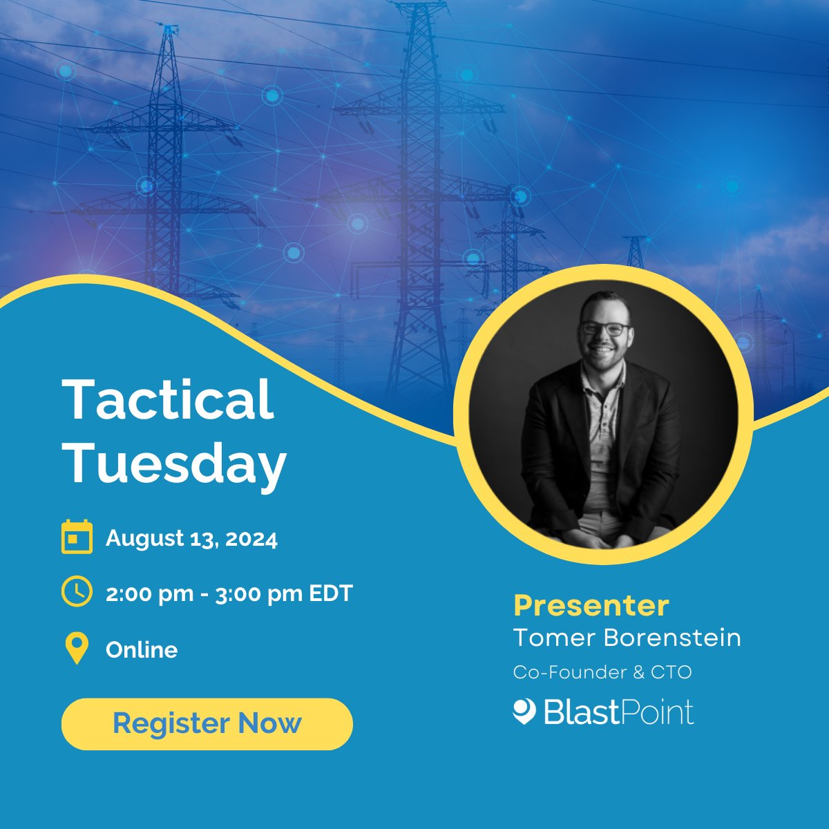 blastpointinc's tweet image. Our Co-founder &amp;amp; CTO, Tomer Borenstein, will be presenting at an upcoming event on how utilities can leverage Data &amp;amp; #AI to increase engagement, expand programs, and improve customer satisfaction. 
Register now! hubs.li/Q02KRMMg0
#AIforUtilities @NEPPA_Littleton