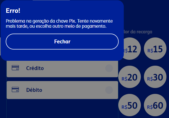 valcilon's tweet photo. Sistema de recarga de pré-pago da @TIMBrasil não funciona, seja por cartão ou Pix. #pretop #celular #telefonia #tim https://t.co/fqvatkHuJh