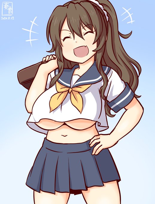 「出会いも戦いも、最初が肝心なんだから!
 いつも最高のコンディションで臨むのよ!」

#艦これ版真剣お絵描き60分一本勝負_20240812
#足柄 