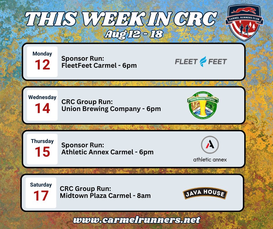 Lets get out there and move. Here is this week’s lineup. #run #walk #runwalkbesocial