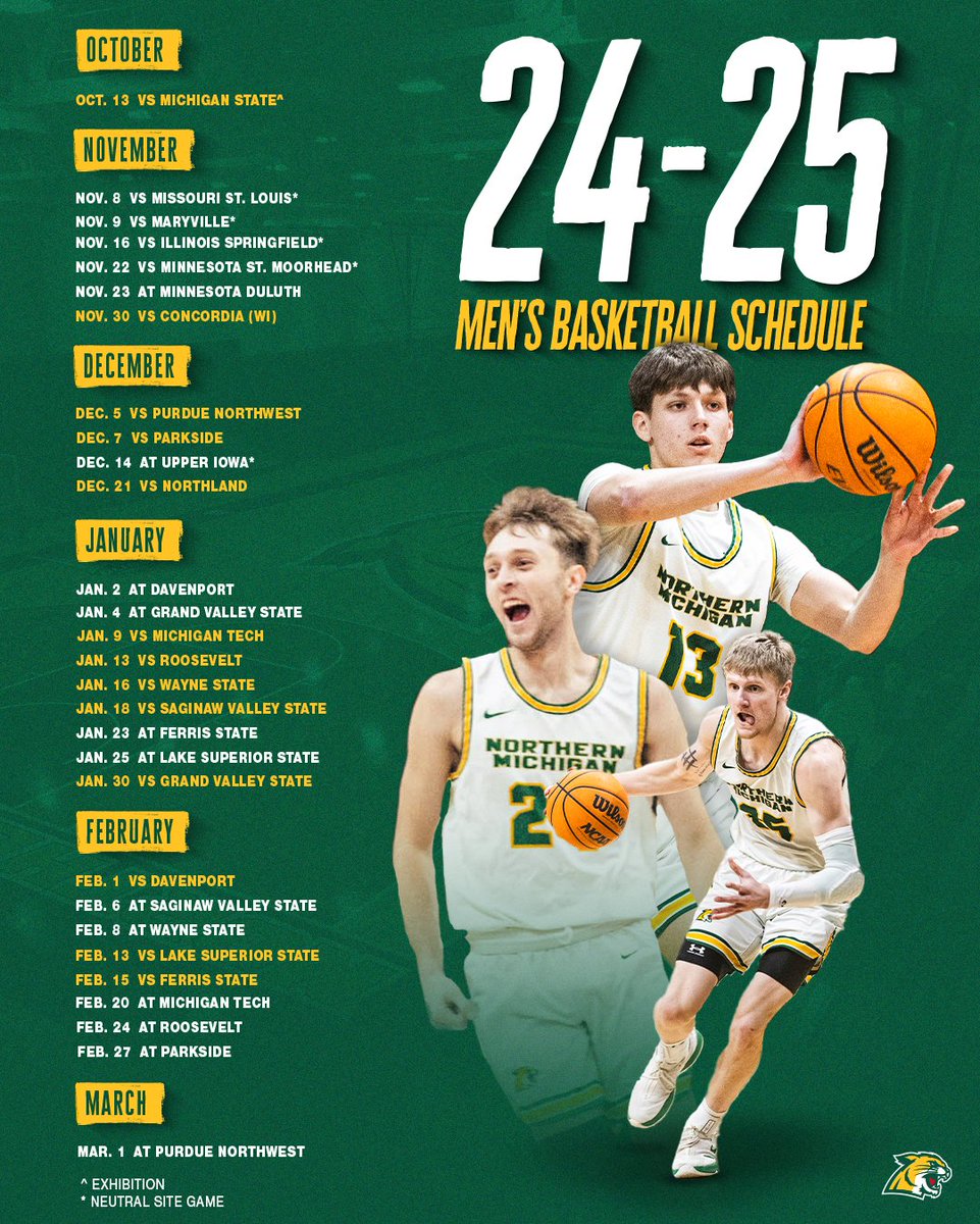 Our 2024-25 schedule is here!

📰 tinyurl.com/2365k9fa

#NMUwildcats