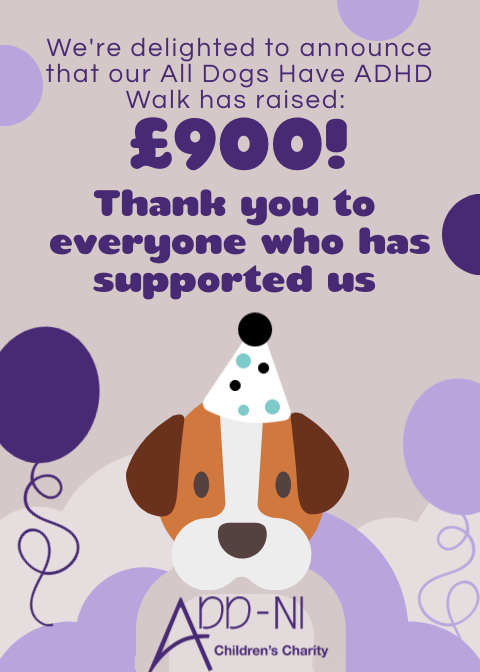 ADDNI1's tweet photo. 💜 Thanks to all who made our 1st All Dogs Have ADHD Walk such a success! You helped us raise £900! We're so grateful for each &amp; every penny! All funds will be invested back into supporting children, young people &amp; families affected by ADHD across NI.
#adhd #ni #charity #alldogs https://t.co/MU5rfvgaet