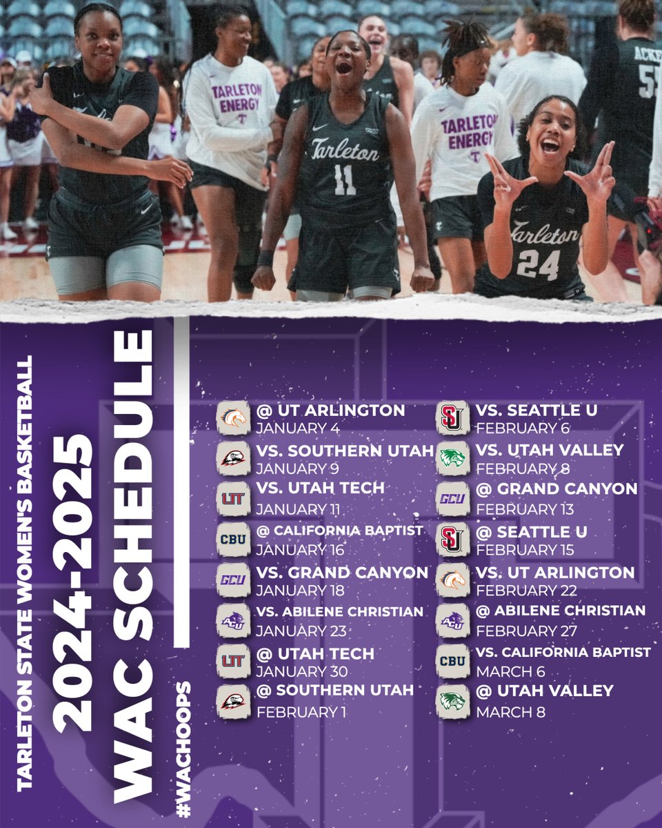 WACsports's tweet image. Here come the Texans!
@TarletonMBB // @TarletonWBB 
#WAChoops x #TexanNation