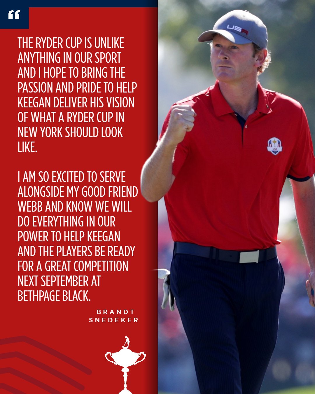 Ryder Cup Vice Captain Brandt Snedeker speaks about Vice Captianship