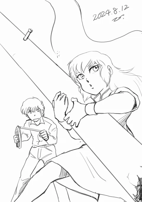 最近リメイク作品花盛りって感じですが、それも良いとは思うんですが、アニメ化されてない名作も取り上げてほしいと思う今日この頃であります。
具体的に言うと、「らんま」も良いんですが、「ダストスパート」もぜひ。
(線画ですみません)
#ファンアート #ダストスパート 