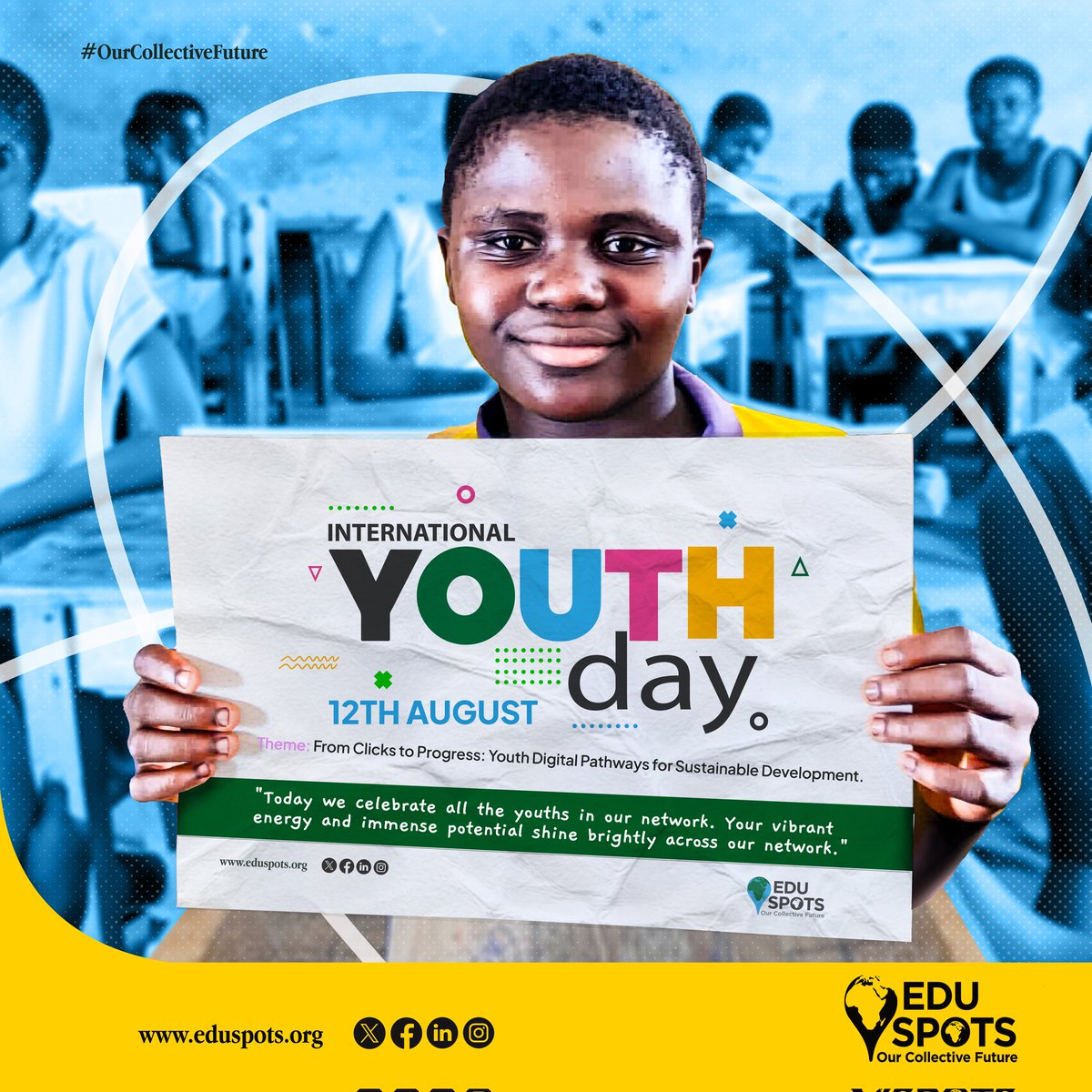 eduspots's tweet photo. On this International Youth Day, we celebrate the efforts of young people in our network, creating the sustainable future that they want to see through education.
Happy International Youth Day!
#eduspots
#Youth
#youthday
#ourcollectivefuture https://t.co/Q3hsbrVucH