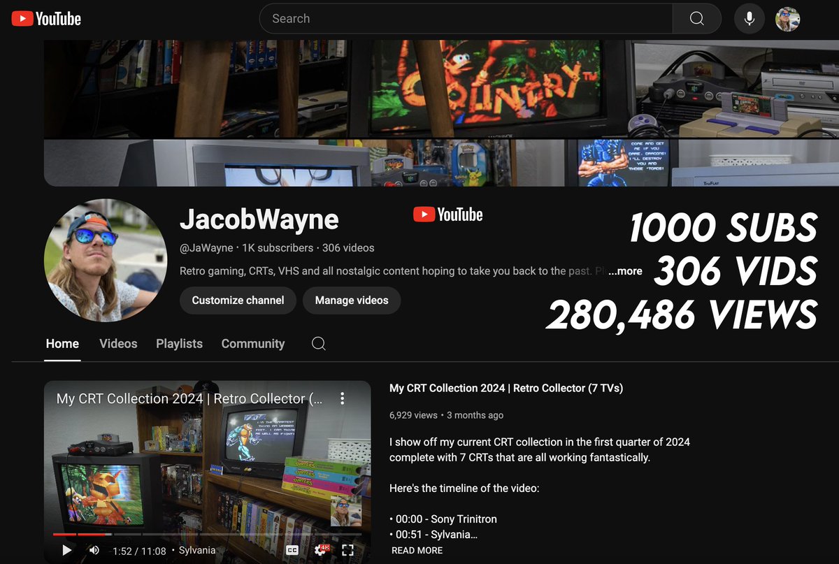 Monetized and making some dope retro videos! #SNES #VHS #CRT