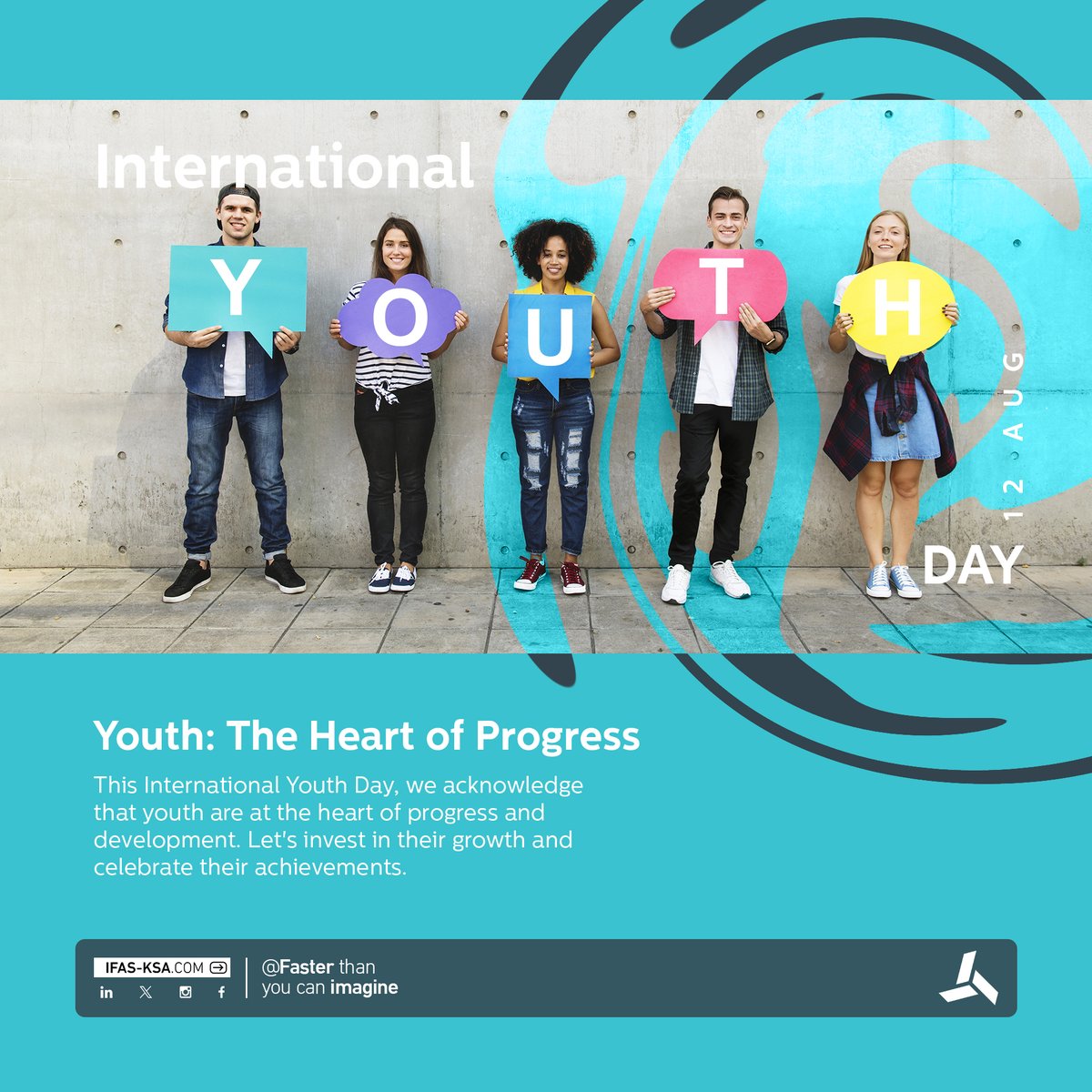 IFAS_Co's tweet photo. 🌍🌟 Happy International Youth Day from IFAS! 🌟 Let's celebrate and empower the creativity and potential of young people worldwide. Together, we can shape a brighter future! 🌱💡 #InternationalYouthDay #EmpowerYouth #IFAS https://t.co/b0djcBd1un