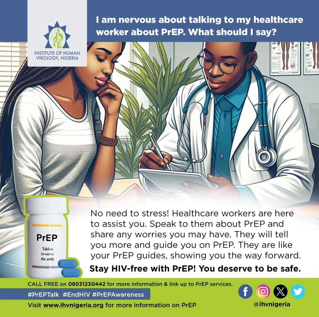 IHVNigeria's tweet photo. Stay HIV-free with PrEP! You deserve to be safe. #PrEPTalk #EndHIV #PrEPAwareness CALL FREE on 08031230442 or visit https://t.co/oasUtiL1rl for more information and link up to #PrEP services.
@CDCgov @Fmohnigeria @BANigeria @UNICEF @NACANigeria @CDC_HIV @VaccineNet_NG @ABUJAPLUG https://t.co/s6NmIlEMZf