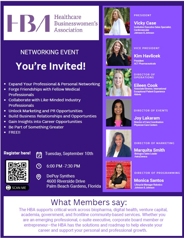 Please join our #HBApalmbeach chapter as we host our first live event of 2024.  We are looking forward to meeting everyone!  Please use the QR code to register for the event.