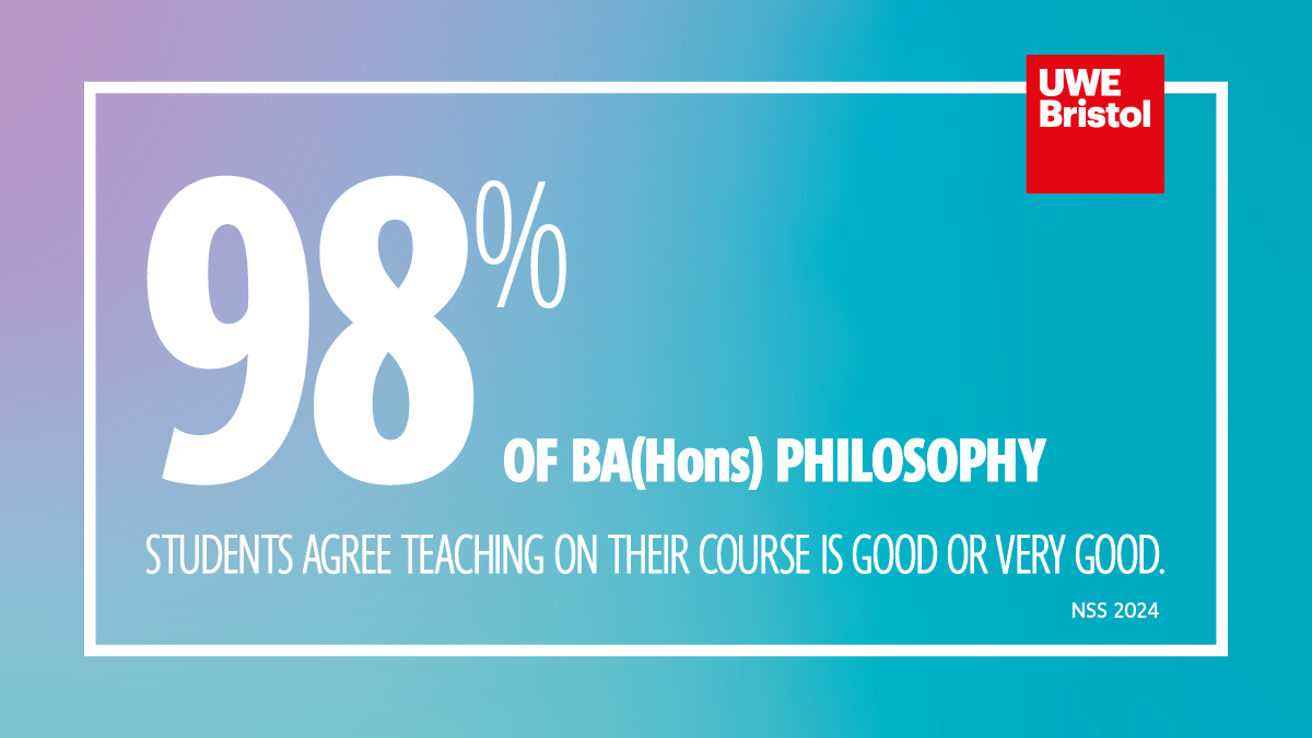 UWE Philosophy Community (@uwephilosophy) on Twitter photo We're thrilled to share that the <a href="/UWEBristol/">UWE Bristol</a> Philosophy course has achieved 98% in the National Student Survey (NSS) 2024 for positive teaching experience / positive academic support.
Thank you to everyone who completed the survey this year!
#NSS #Philosophy #alevels2024 We're thrilled to share that the <a href="/UWEBristol/">UWE Bristol</a> Philosophy course has achieved 98% in the National Student Survey (NSS) 2024 for positive teaching experience / positive academic support.
Thank you to everyone who completed the survey this year!
#NSS #Philosophy #alevels2024