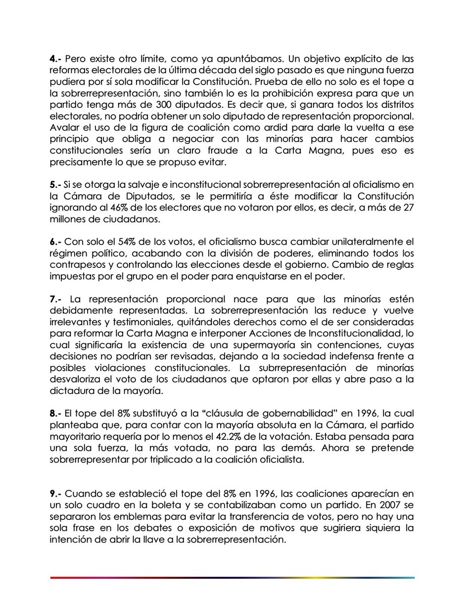 acostanaranjo's tweet photo. Les comparto el documento elaborado por las organizaciones de la sociedad civil y que leyó Leonardo Valdés ante el @INEMexico este domingo.

Ahí desarrollamos nuestros argumentos, que fueron entregados ayer al propio INE, de por qué la interpretación de presidencia es falsa. https://t.co/yNyGdXKAhr