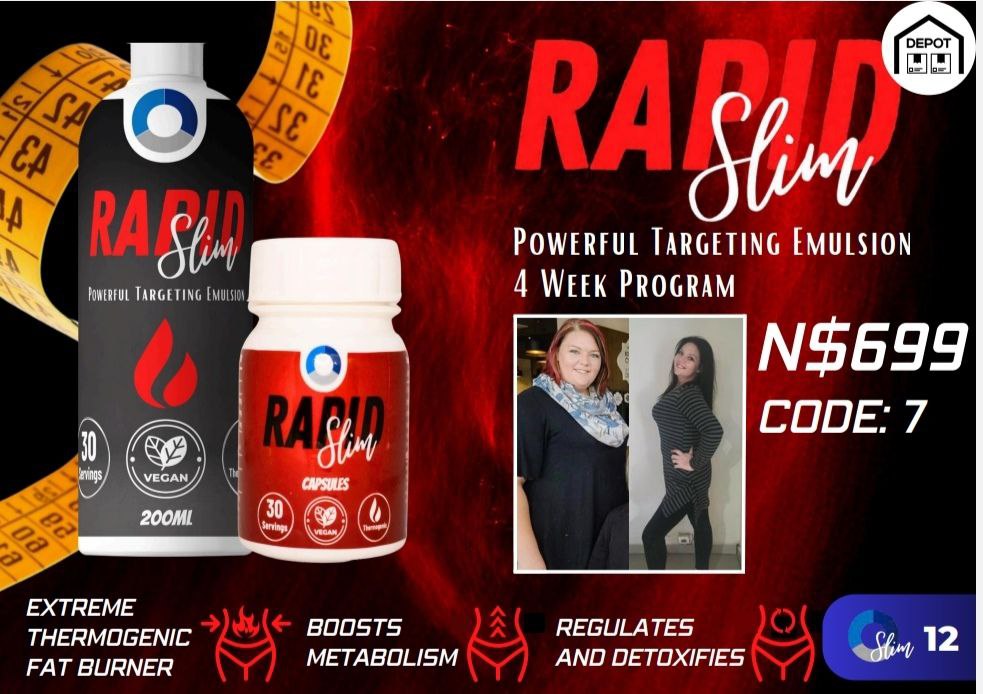 Rapid Slim
Thermogenically improved to get rid of those stubborn fat!
📷Blast Fat, Burn Calories
📷Rev up your metabolism and stroke your fat
📷Targets waist and thighs
📷Detoxes
📷Boost energy
Your Key To Weightloss!
Contact me to place your order:
Alexandra 081 446 4821