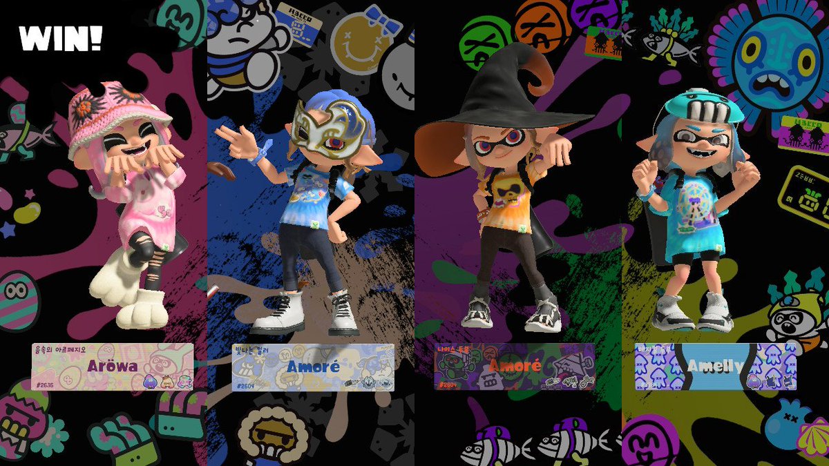 Yeoroonim's tweet photo. 🪺☃️🎃🍍
🐇🎉💀🎡
#스플래툰3 #Splatoon3 #NintendoSwitch https://t.co/AqFiuaVObn