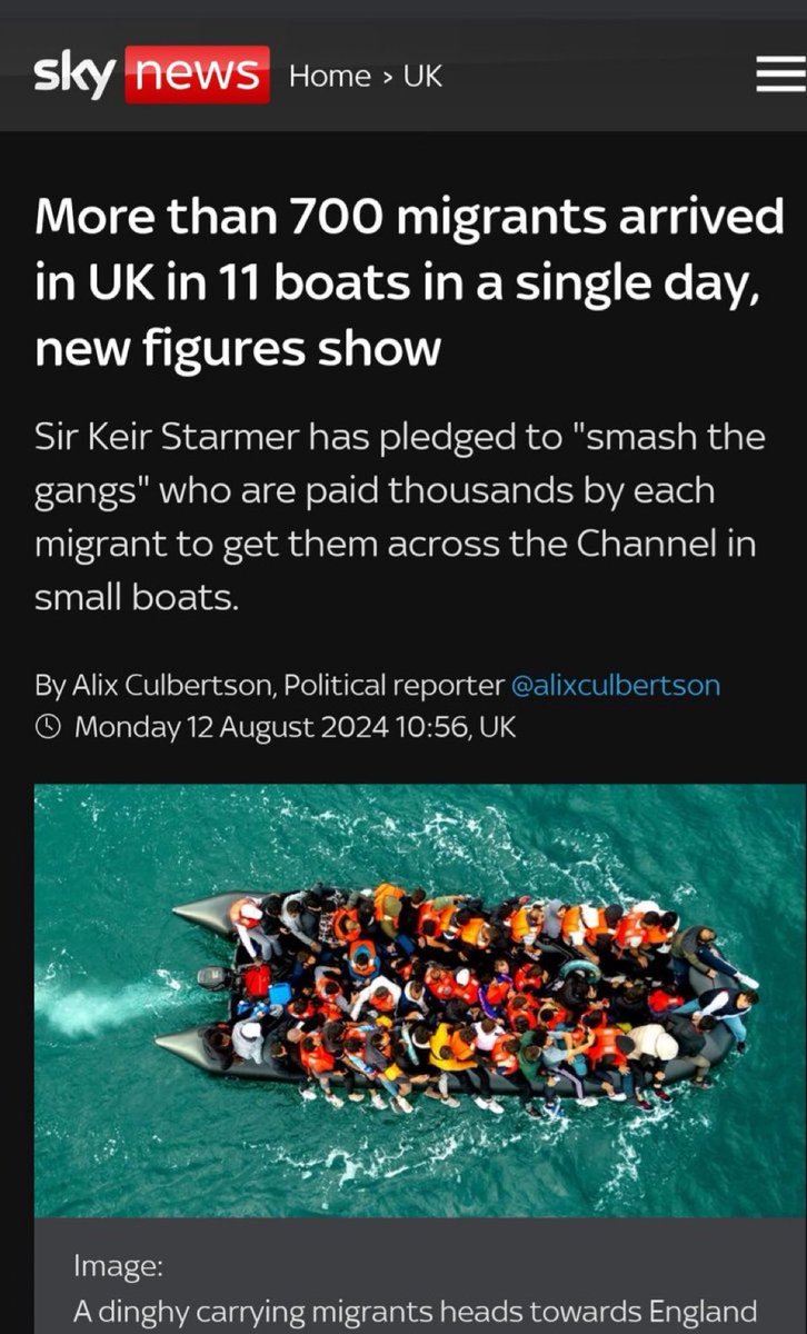 TiceRichard's tweet photo. When will Labour admit that their policy is failing… how is “smash the gangs” working ? 

Only @reformparty_uk can stop the boats https://t.co/hmWmrNSpZM