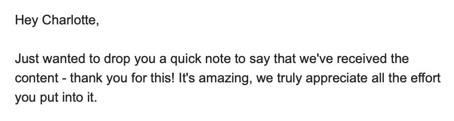Positive feedback from a recent client to start the week off strong! 💪

If you're brand is wanting engaging content, contact me today - charlottel.ugc@gmail.com 💌

#UGCCreator #UKUGCCreator #ugccommunity