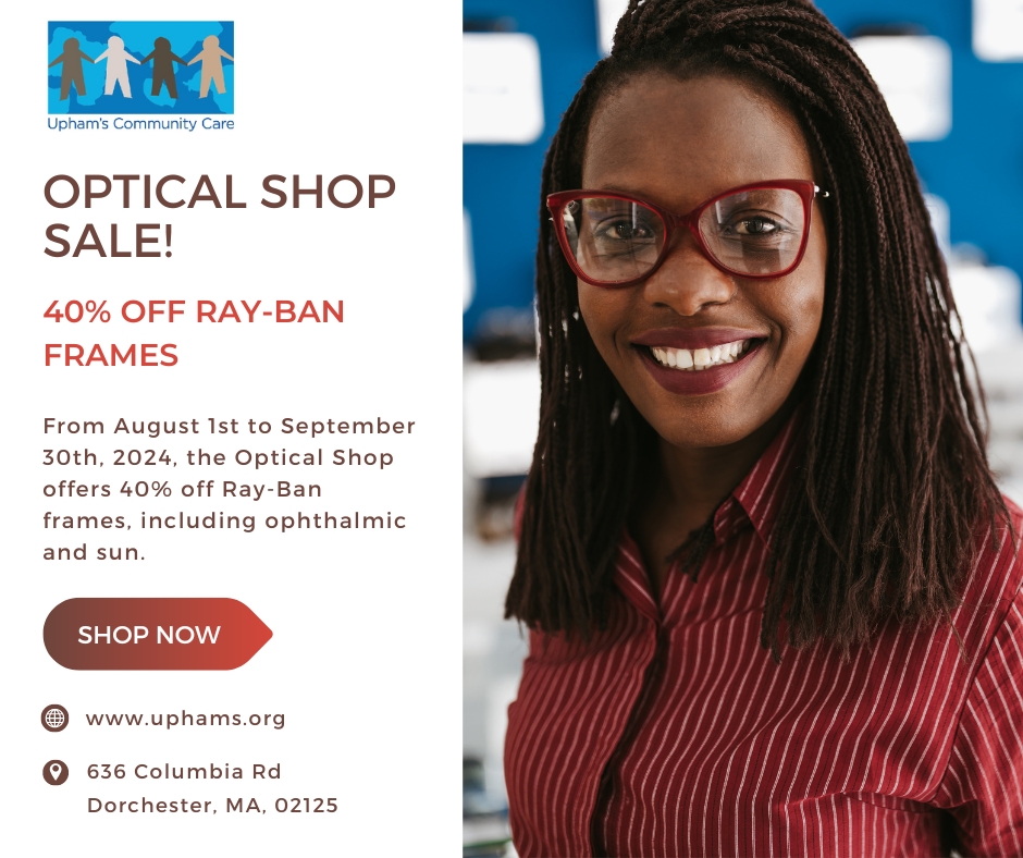 Stop by Upham's Optical shop, and finish your summer strong with a pair of classic Ray-Ban frames @ 40% off.

Don’t miss out!