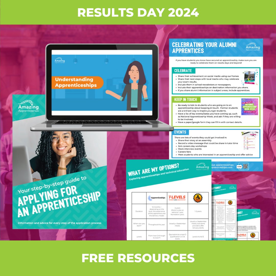 With A Levels #ResultsDay on Thursday, use our results day hub for helpful resources, incl:

🛤️ Options Pathways chart
📋 Guide to Applying for an Apprenticeship
🔎 What's an Apprenticeship film
📨 Vacancies Sign Up list
And more..!

tinyurl.com/mpd5jwyy #careers