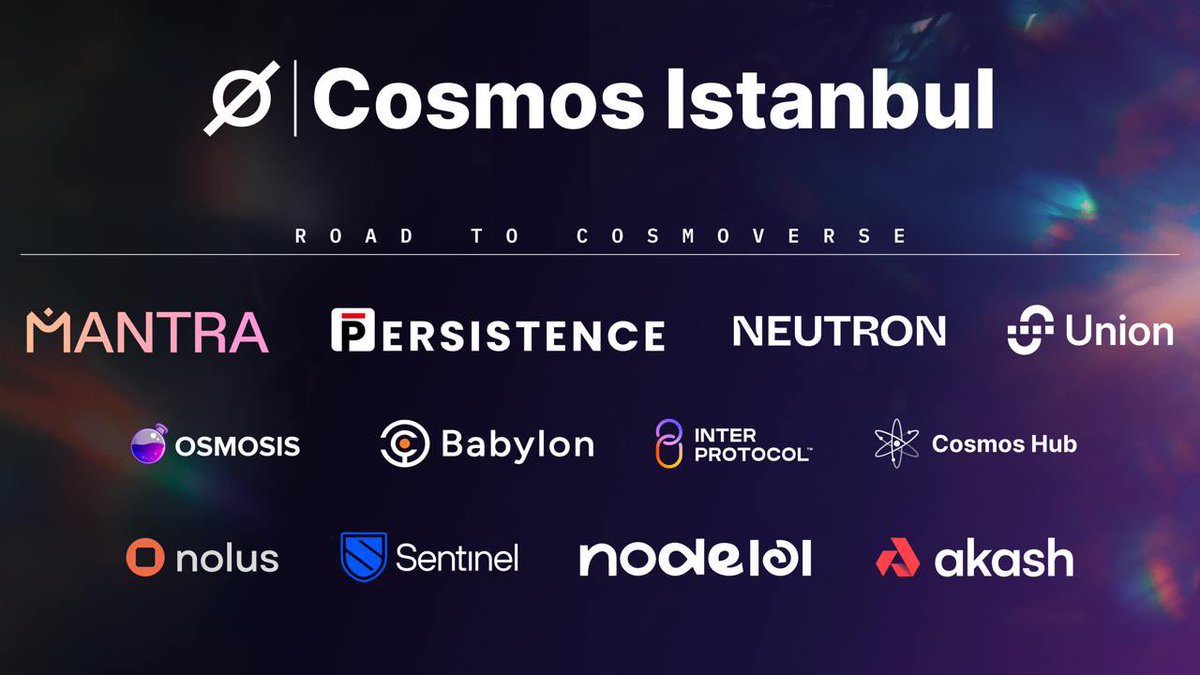 We are currently oversubscribed for todays event: Cosmos Istanbul ⚛️

Agenda:
7:30 Doors Open
7:55  Welcome Speech
8:00 Panel
8:20 Keynote <a href="/NolusProtocol/">Nolus 🔅</a>
8:40 Keynote <a href="/MANTRA_Chain/">MANTRA | Tokenizing RWAs</a> 
9:00 Networking

More then 380 registrations - among others Developers, Students &amp; Projects.