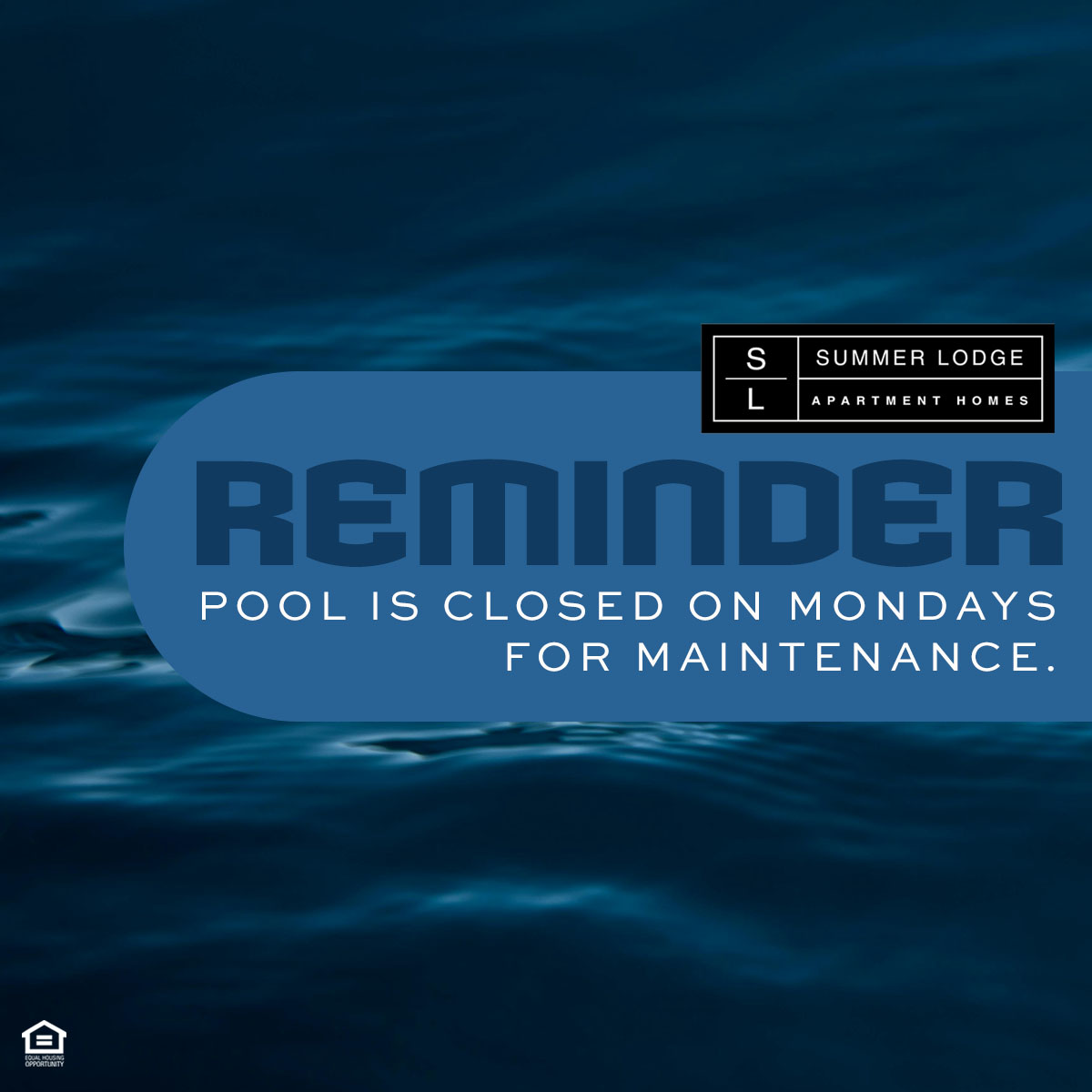 SummerLodgeofAL's tweet image. Friendly reminder, #SummerLodge residents: Our #pool is closed on Monday for routine cleaning and maintenance.

Make plans to go for a swim Tuesday through Sunday! ☀️🏊‍♂️ #poolhours