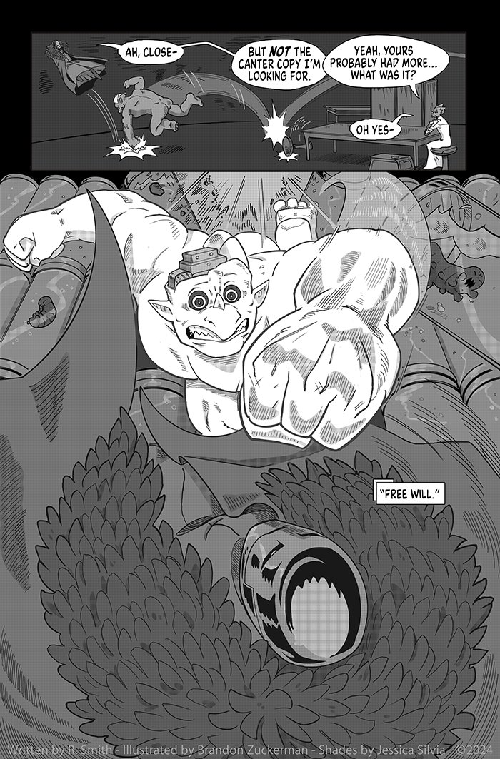 A new page🧪
banishedonline.com/comic/13

Written by <a href="/RyanComics/">ryancomics.bsky.social</a>
Art by <a href="/ManOrCatman/">Brandon Zuckerman</a> 
Shading by <a href="/Buboniccc/">Bubonicc</a>

Read from the beginning here:
banishedonline.com/comic/1

✨️Help our comics get made here:
patreon.com/ryancomics