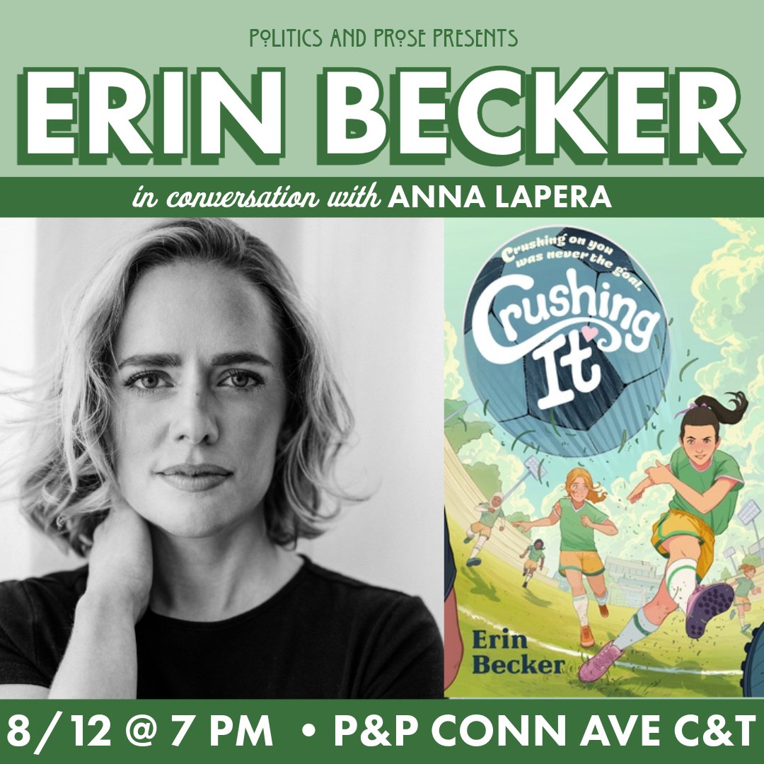 Politics and Prose (@politicsprose) on Twitter photo Tonight, join <a href="/beckererine/">Erin Becker</a> to discuss CRUSHING IT - an action-packed but tender novel about first romance, queer identity, and learning how to be brave when it matters the most - with <a href="/WriterOfCuentos/">Anna Lapera</a> - 7PM @ Conn Ave C&T - bit.ly/3SKIzVq Tonight, join <a href="/beckererine/">Erin Becker</a> to discuss CRUSHING IT - an action-packed but tender novel about first romance, queer identity, and learning how to be brave when it matters the most - with <a href="/WriterOfCuentos/">Anna Lapera</a> - 7PM @ Conn Ave C&T - bit.ly/3SKIzVq