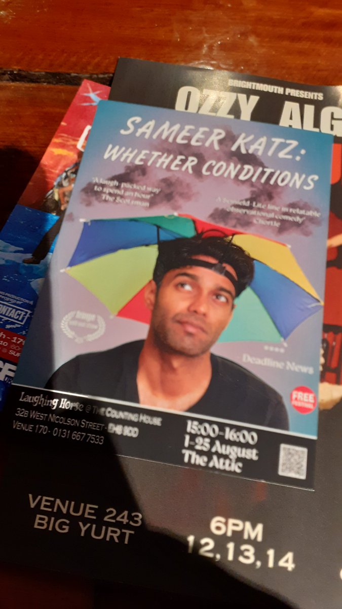 bcmoviediary's tweet photo. Show #3 3pm Counting House Laughing Horse

Sameer Katz: Whether Conditions

Very dry, very gentle mid-afternoon stand-up. His friends are getting wed so Katz takes down arranged marriages, dating apps and water skiing in his softly spoken Californian style.

#nothingbutflyers https://t.co/85ZYsbc946