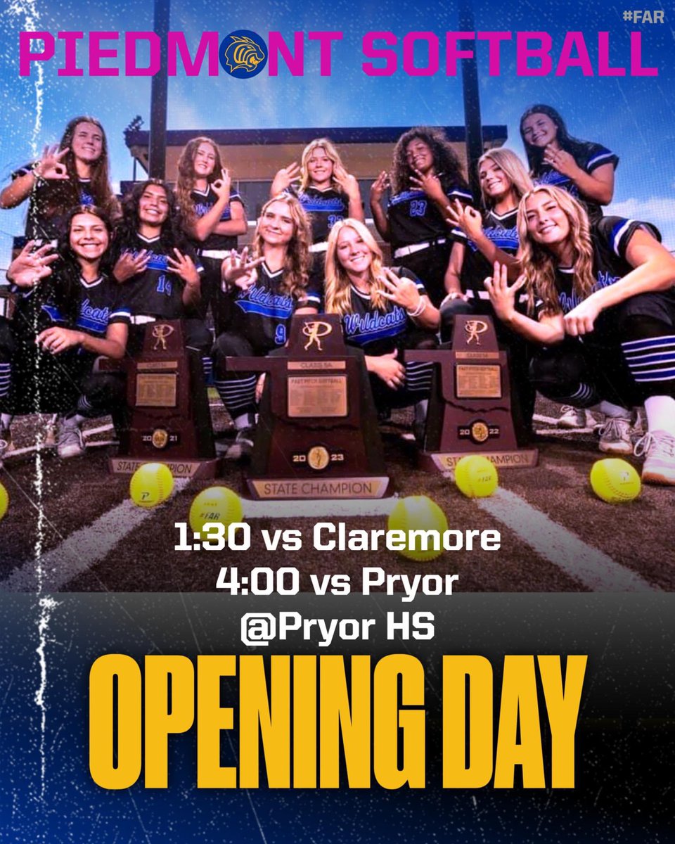 Opening day!!! Let’s go!!! 
#FAR 
<a href="/PiedmontAth/">Piedmont Athletics & Activities</a> <a href="/Piedmont_Iron/">Piedmont Strength & Conditioning</a>