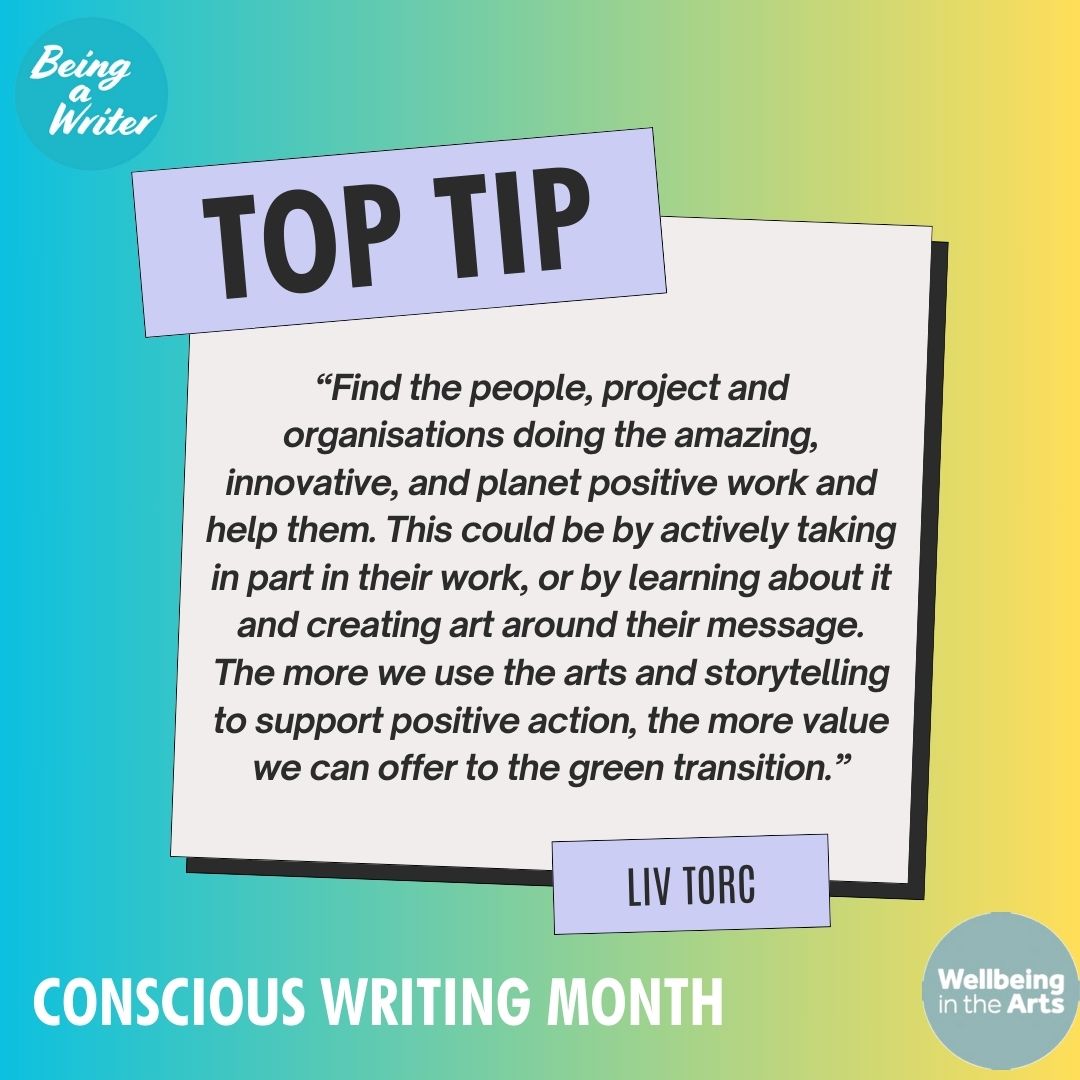 We asked our #ConsciousWritingMonth speakers their top tips for living a more conscious creative life. Author <a href="/LivTorc/">Liv Torc</a> , will lead our session on ‘Poetry for the Planet’. 

Find out more here: literaryconsultancy.co.uk/event/consciou…

#AmWriting #WritingCommunity #ConsciousClimate