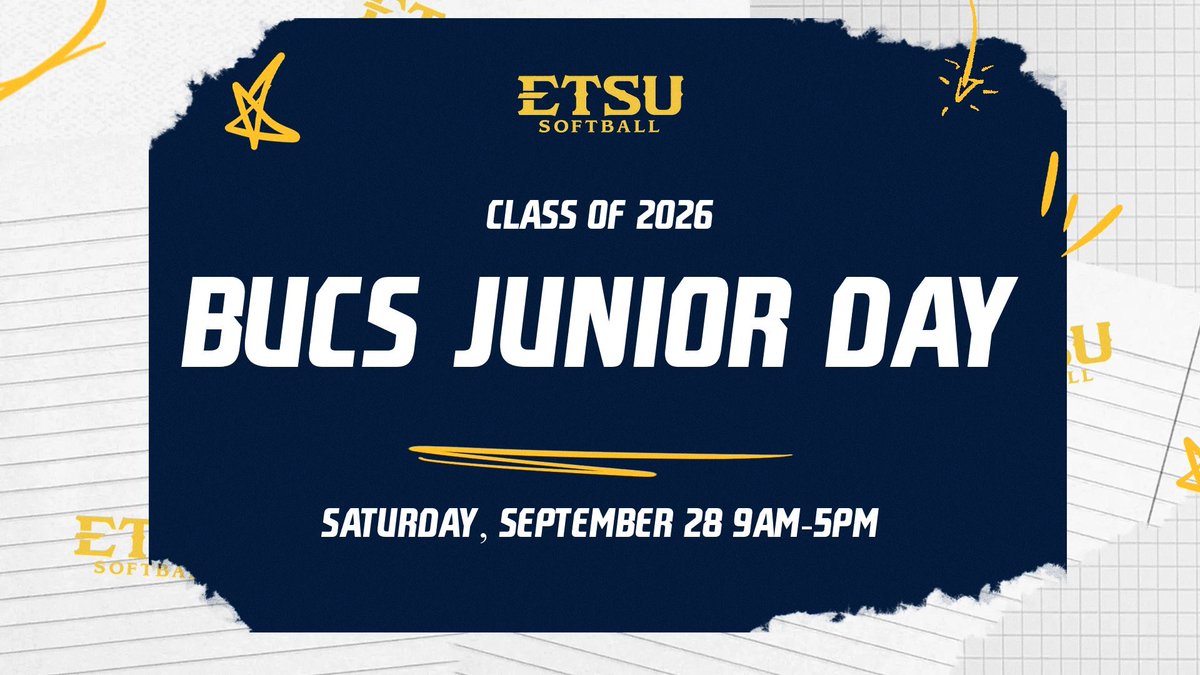 ETSUSoftball's tweet photo. 𝙃𝙀𝙔, 𝙅𝙐𝙉𝙄𝙊𝙍𝙎! 👋 

ETSU Softball is hosting a camp just for you, class of 2026! *includes lunch on campus and a campus tour*

visit https://t.co/sWy3RUshBW to register 💪 https://t.co/W2R7OwyOz8