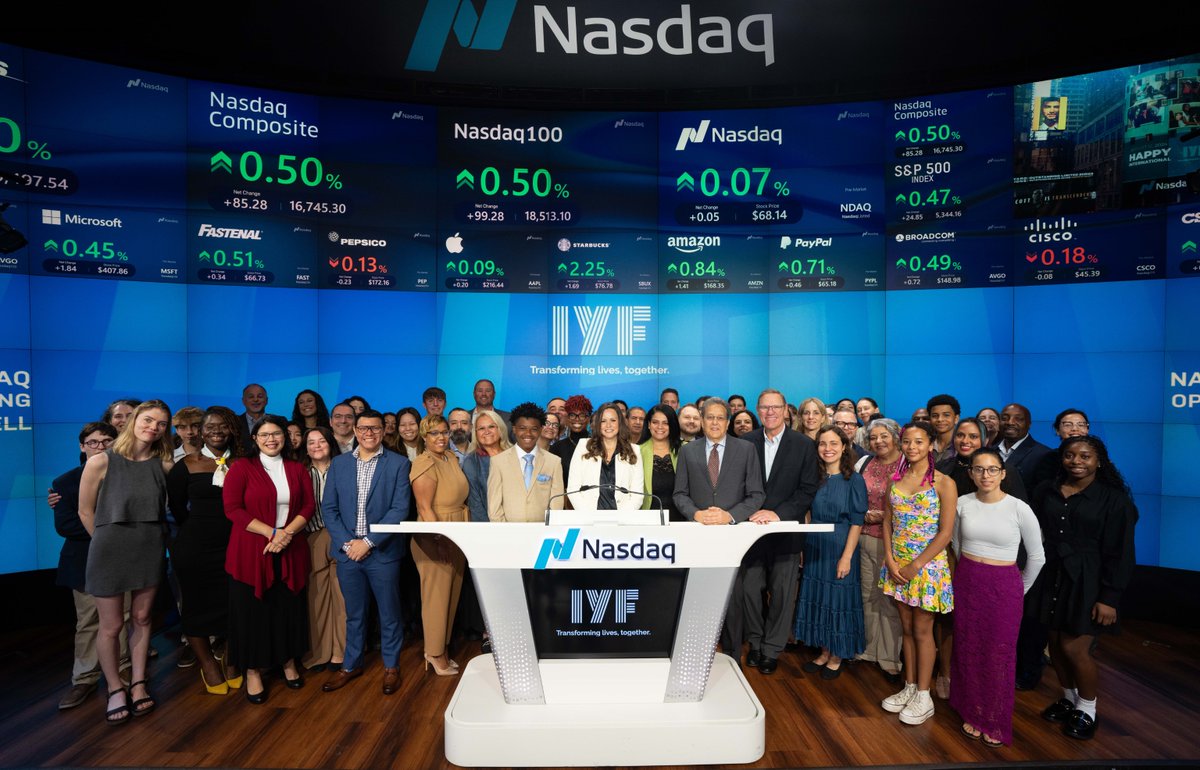 IYF (@iyftweets) on Twitter photo IYF had the honor of ringing the <a href="/Nasdaq/">Nasdaq</a>'s Opening Bell today to celebrate #InternationalYouthDay.
Read about this milestone and how IYF is empowering youth globally in our latest press release: iyfglobal.org/blog/press-rel…
Support IYF by making a donation: donatenow.networkforgood.org/iyf IYF had the honor of ringing the <a href="/Nasdaq/">Nasdaq</a>'s Opening Bell today to celebrate #InternationalYouthDay.
Read about this milestone and how IYF is empowering youth globally in our latest press release: iyfglobal.org/blog/press-rel…
Support IYF by making a donation: donatenow.networkforgood.org/iyf