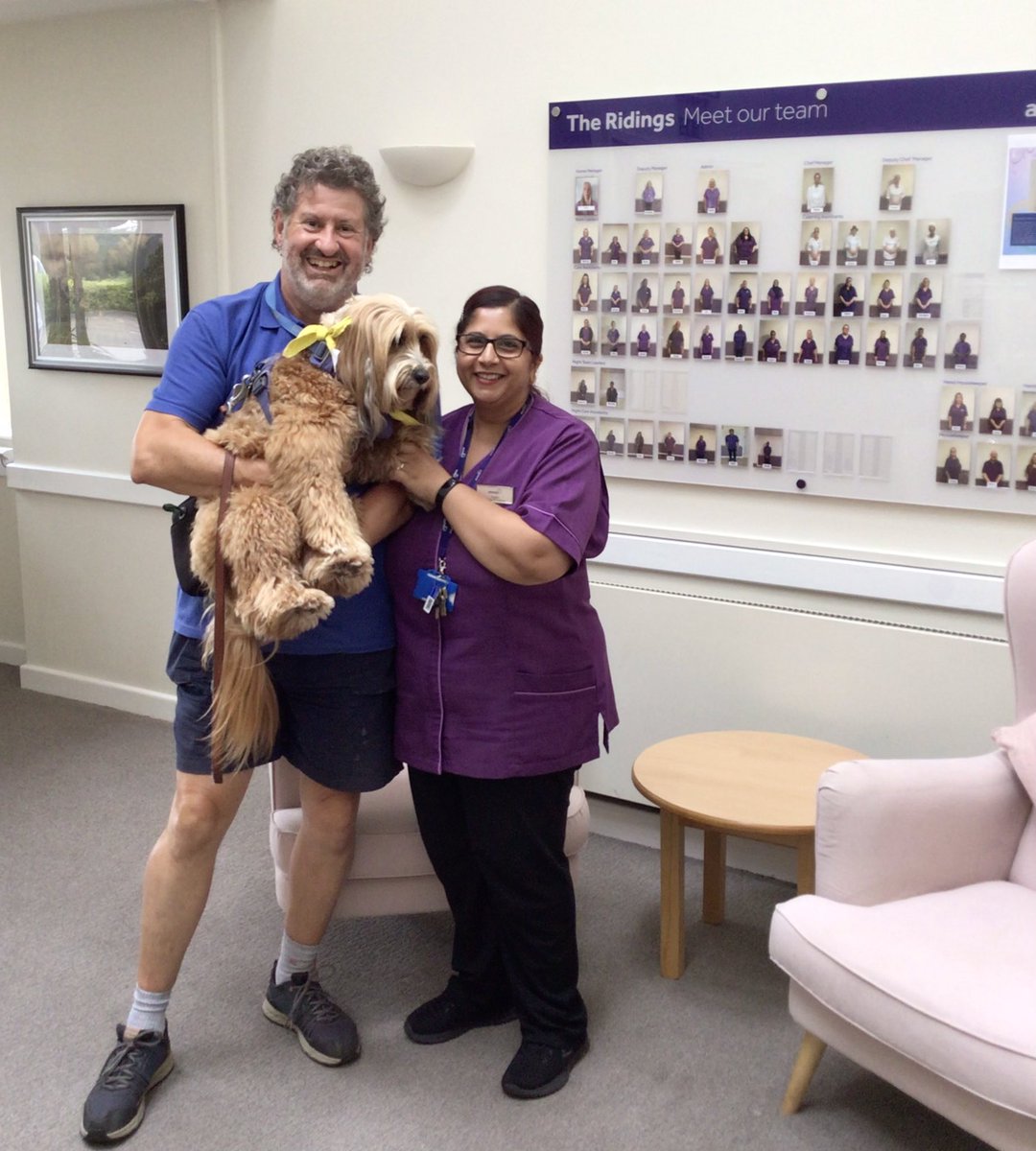 Our lovely visit from Nick and Ghillie, Pat dog who visited last Thursday at the Ridings 🤗🦮🐾 <a href="/AnchorLaterLife/">Anchor</a> <a href="/PetsAsTherapyUK/">Pets As Therapy</a>